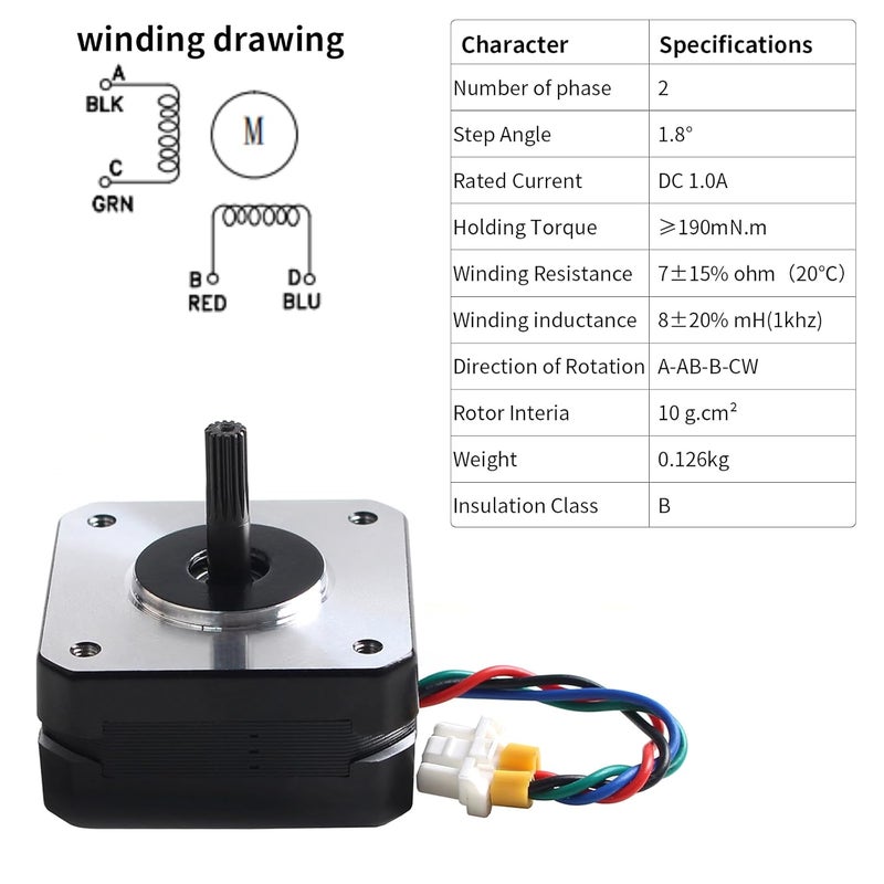 FYSETC MK4 Prusa Accessory - Extruder Stepper Motor Replacement - Small Stepping Motor 42-20: 2 Phases 1A 1.8 Degrees 0.19 N.M with Integrated Cable for MK4S XL 3.9 3D Printer E Axis - Image 2